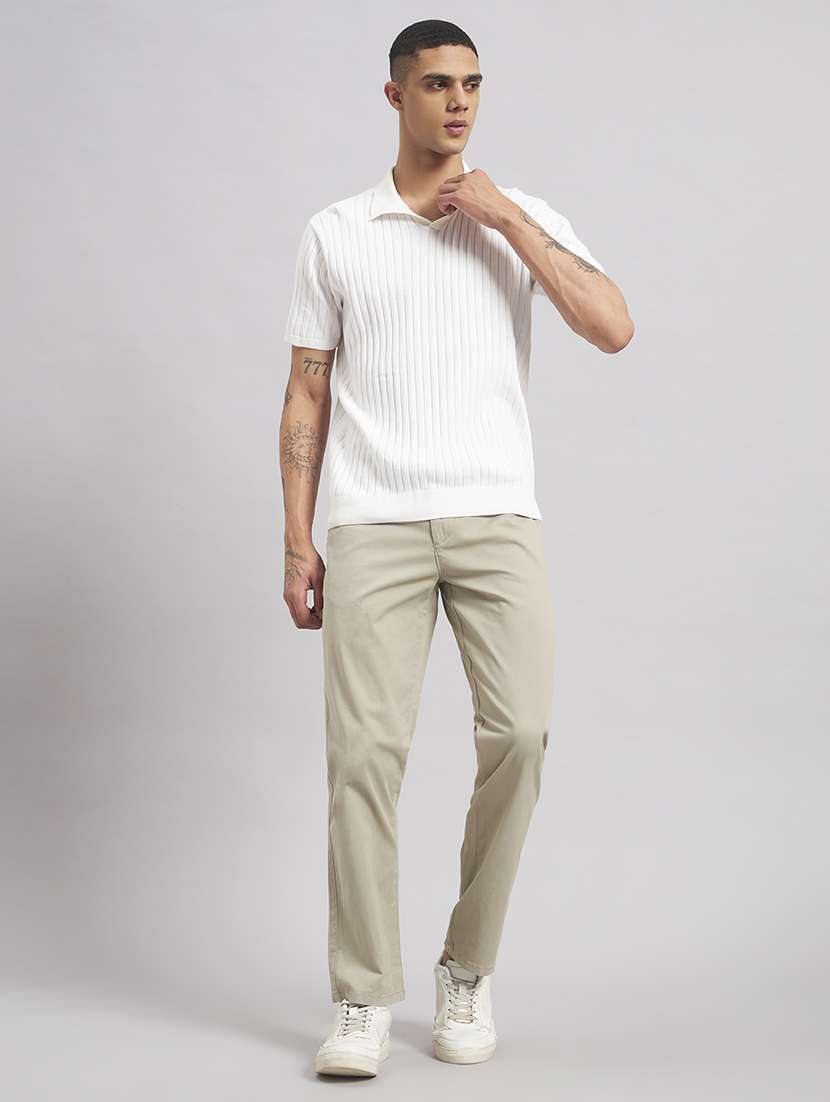 men solid mid rise flat front casual trouser - 22512767 -  Standard Image - 5
