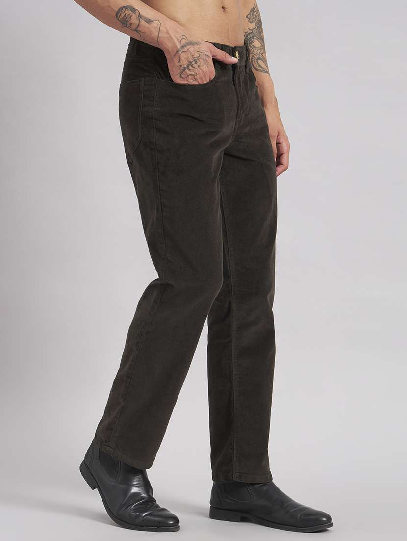 Men Solid Mid Rise Flat Front Casual Trouser - 22512768 -  Standard Image - 3