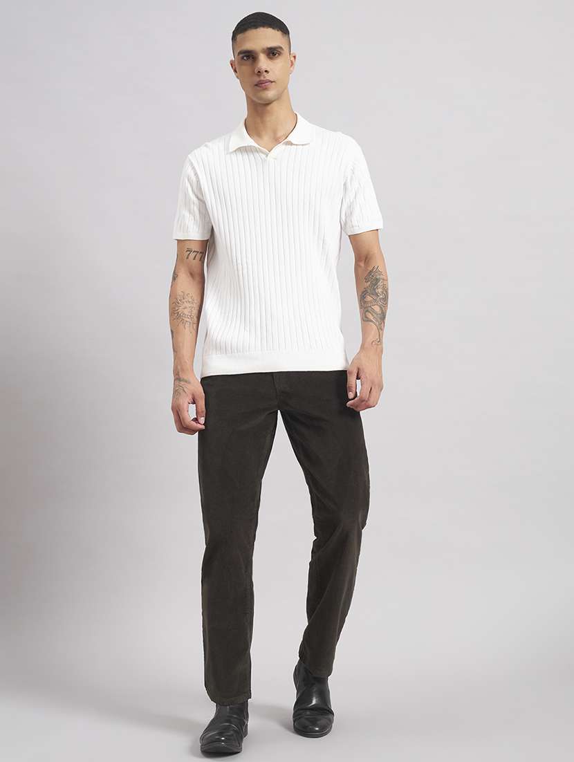 Men Solid Mid Rise Flat Front Casual Trouser - 22512768 -  Standard Image - 5