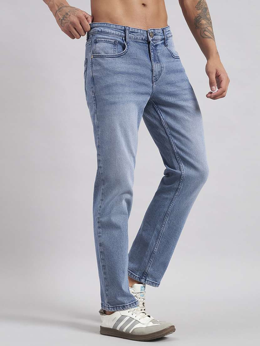 men washed mid rise full length straight jeans - 22512772 -  Standard Image - 3