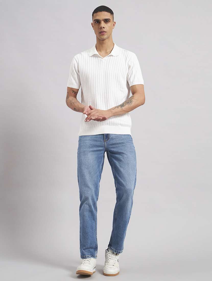 Men Washed Mid Rise Full Length Straight Jeans - 22512776 -  Standard Image - 5