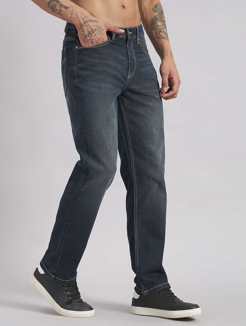 men washed mid rise full length straight jeans - 22512779 -  Standard Image - 3