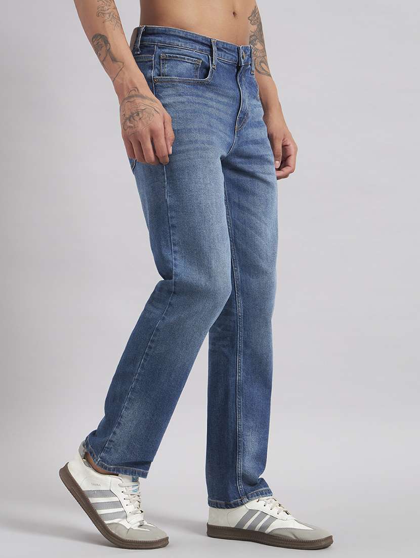 men washed mid rise full length straight jeans - 22512781 -  Standard Image - 3