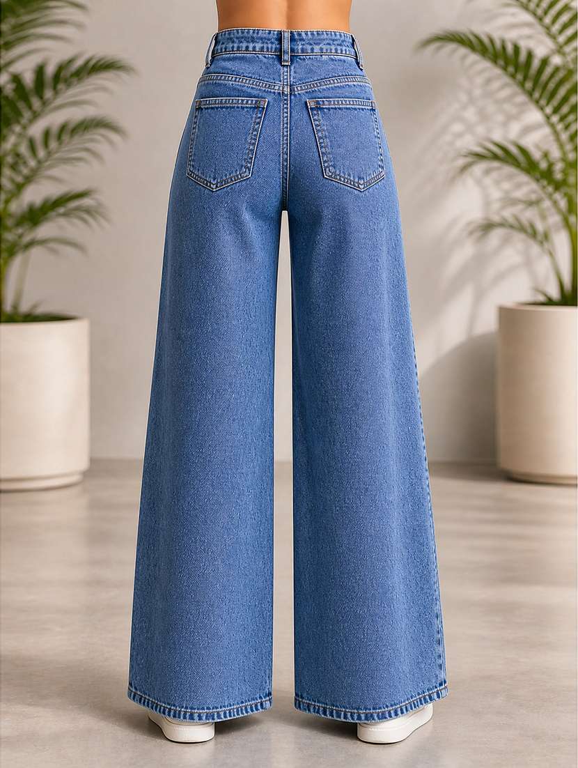 women solid mid rise wide leg jeans - 22512792 -  Standard Image - 3