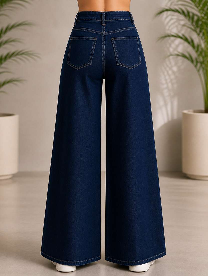 women solid mid rise wide leg jeans - 22512794 -  Standard Image - 3