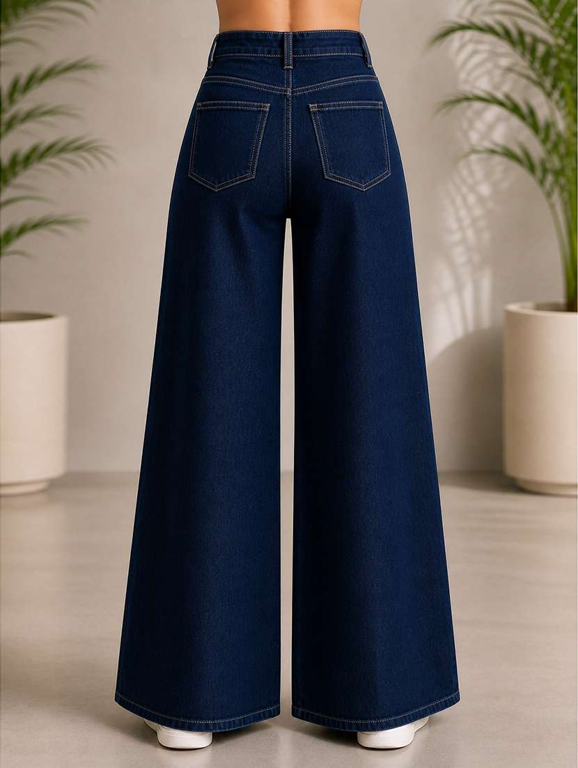 women solid mid rise wide leg jeans - 22512794 -  Standard Image - 3
