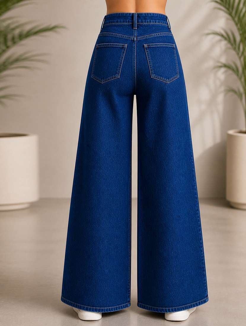 women solid mid rise wide leg jeans - 22512795 -  Standard Image - 3