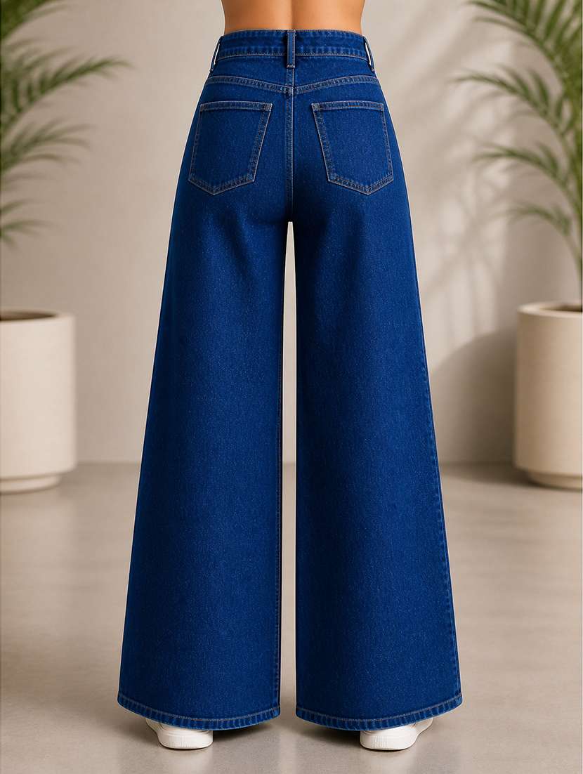 women solid mid rise wide leg jeans - 22512795 -  Standard Image - 3