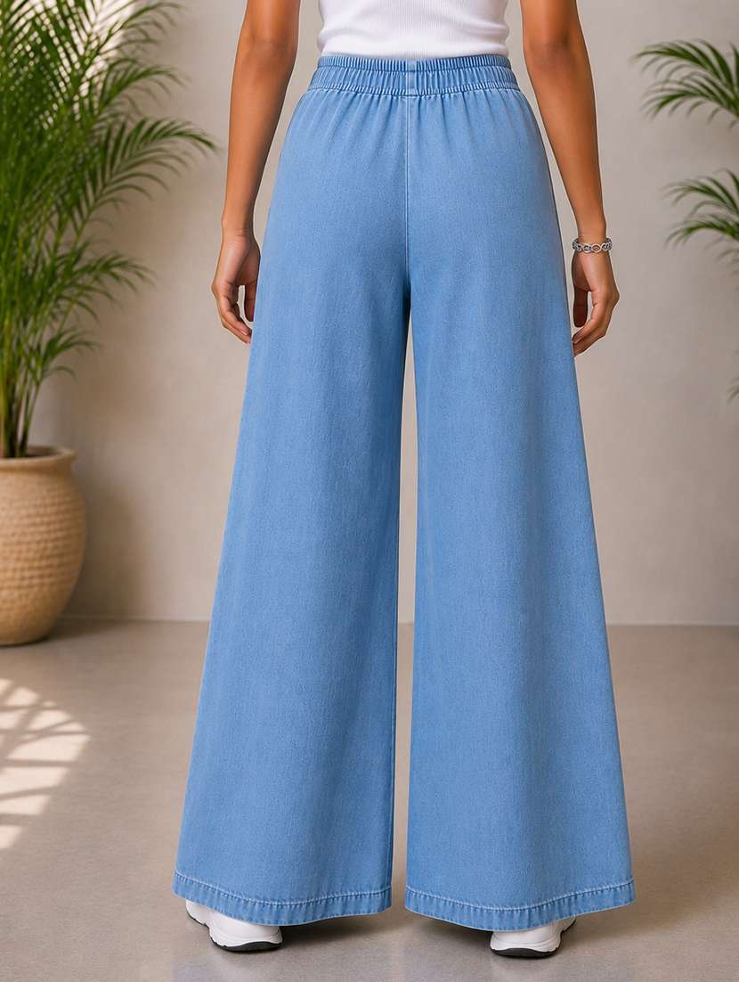 women plain mid rise wide leg jeans - 22512805 -  Standard Image - 3