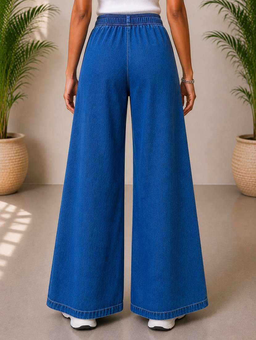 women plain mid rise wide leg jeans - 22512806 -  Standard Image - 3