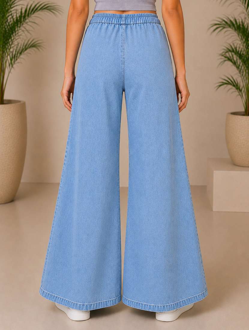 girls plain mid rise wide leg jeans - 22512818 -  Standard Image - 3