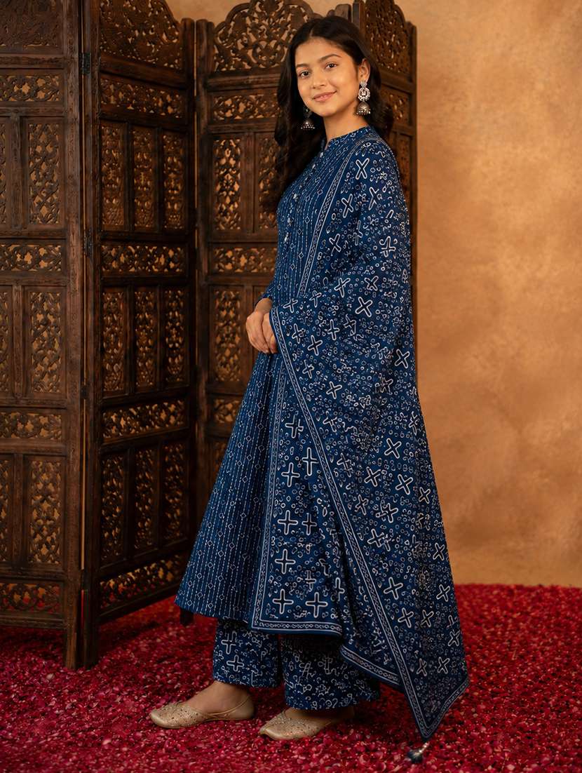 girls printed quarter sleeves a-line kurta - 22512828 -  Standard Image - 3