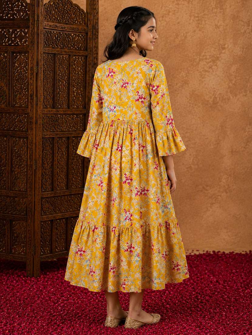 girls printed round neck tiered kurta - 22512871 -  Standard Image - 3