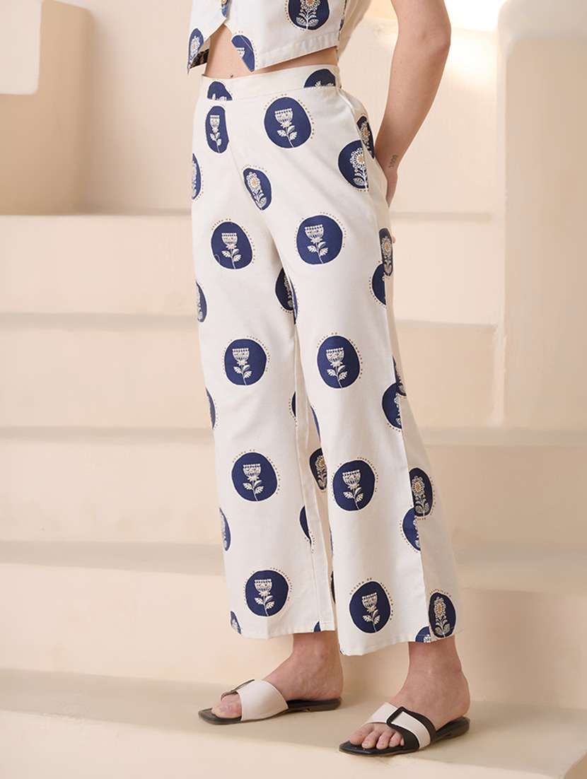 women printed mid rise wide leg trouser - 22512930 -  Standard Image - 3