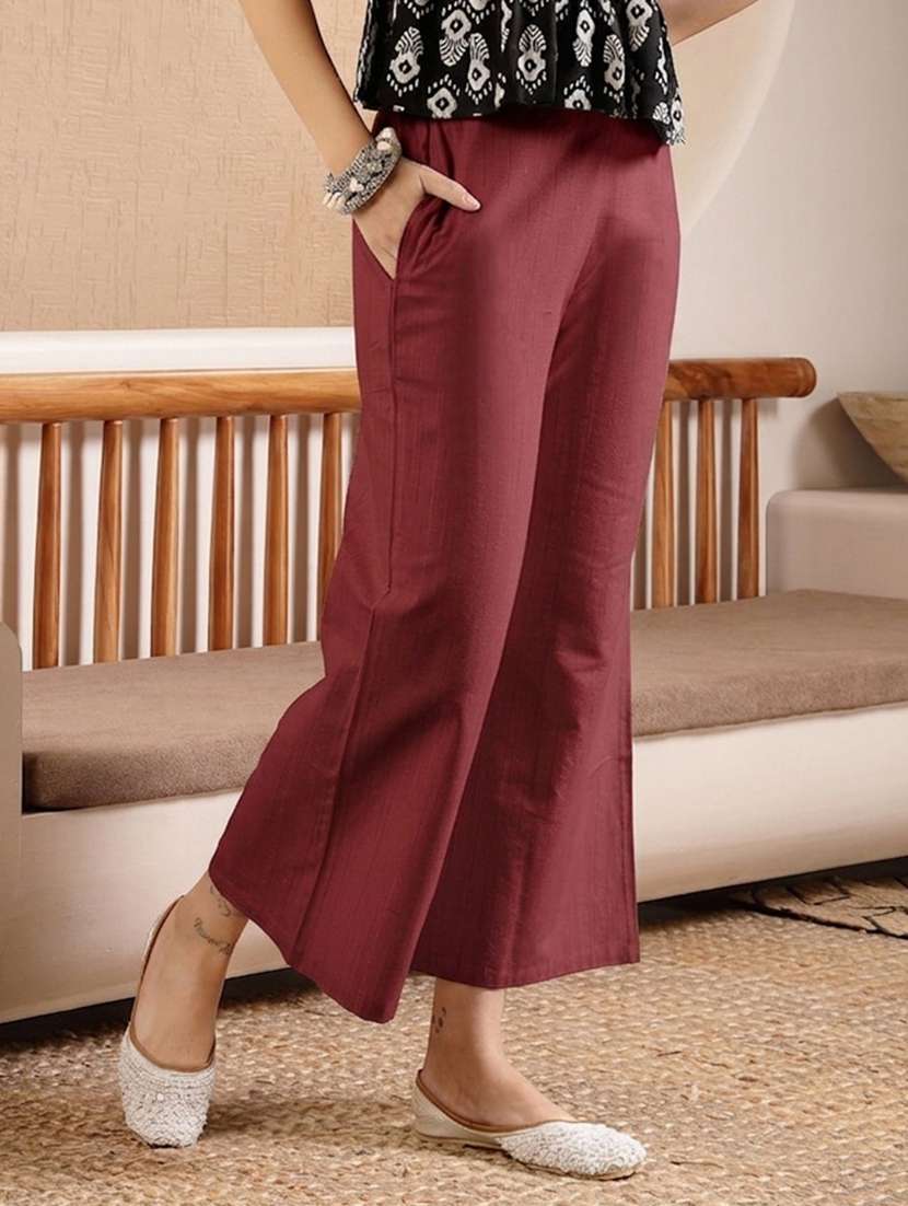 Women Self Design Mid Rise Culottes - 22512932 -  Standard Image - 3