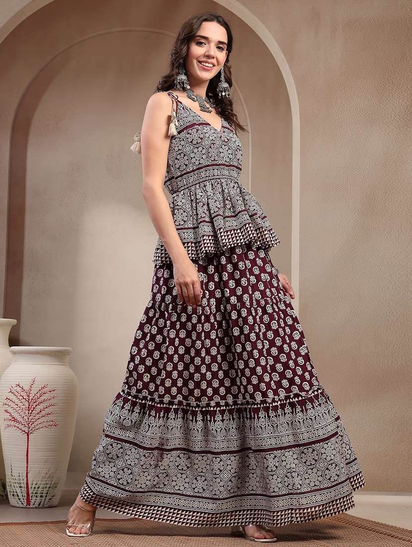 women printed shoulder strap ethnic co-ord set - 22512950 -  Standard Image - 3