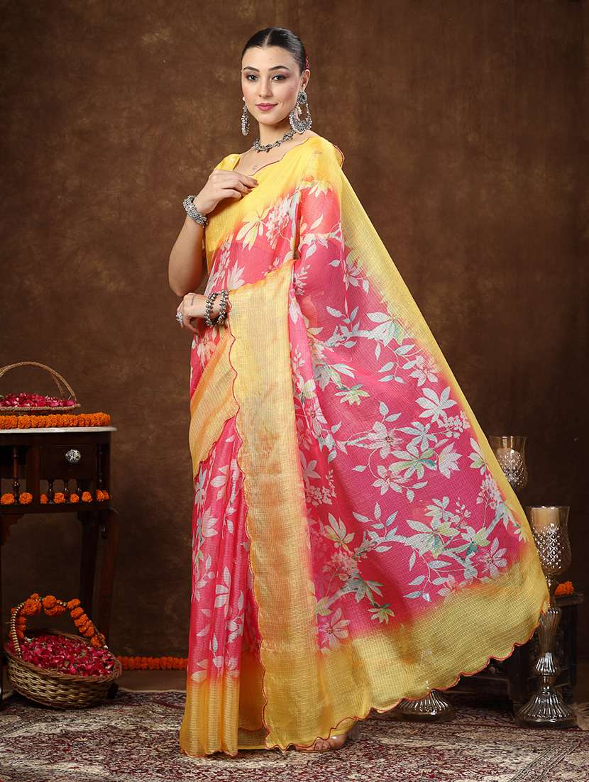 women floral printed saree with blouse - 22513474 -  Standard Image - 3
