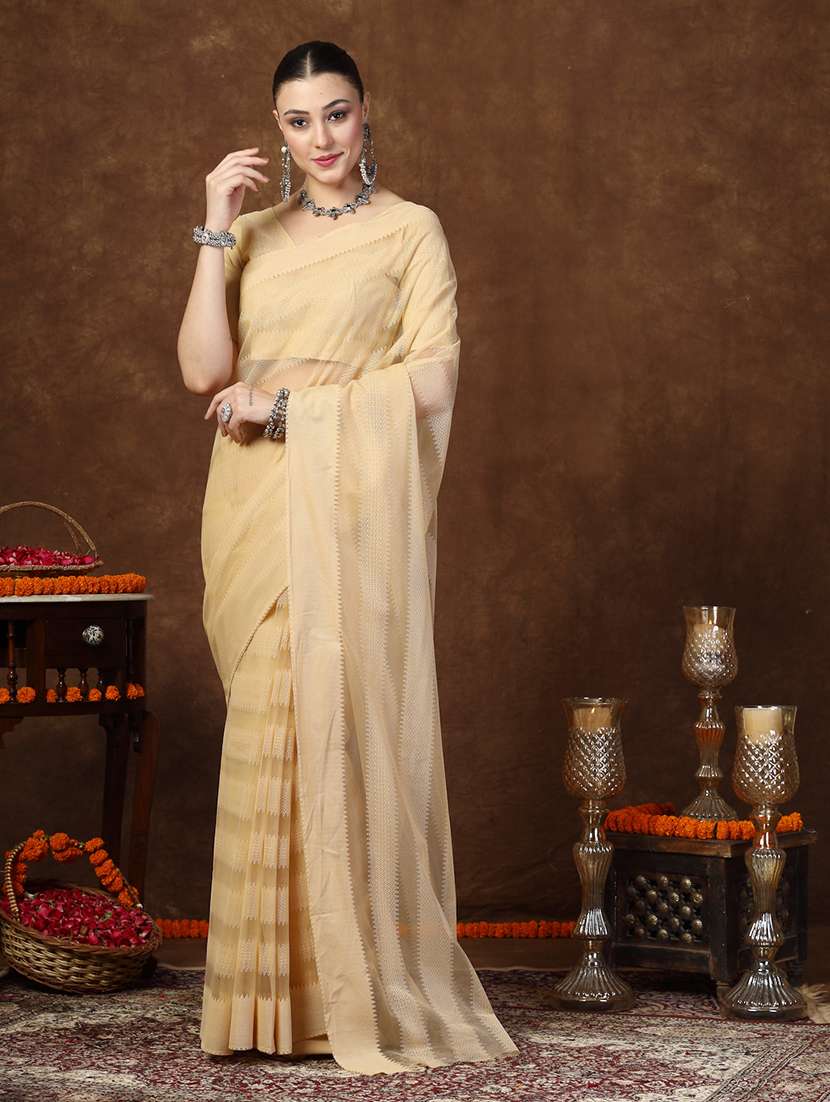 women self design plain saree with blouse - 22513481 -  Standard Image - 3