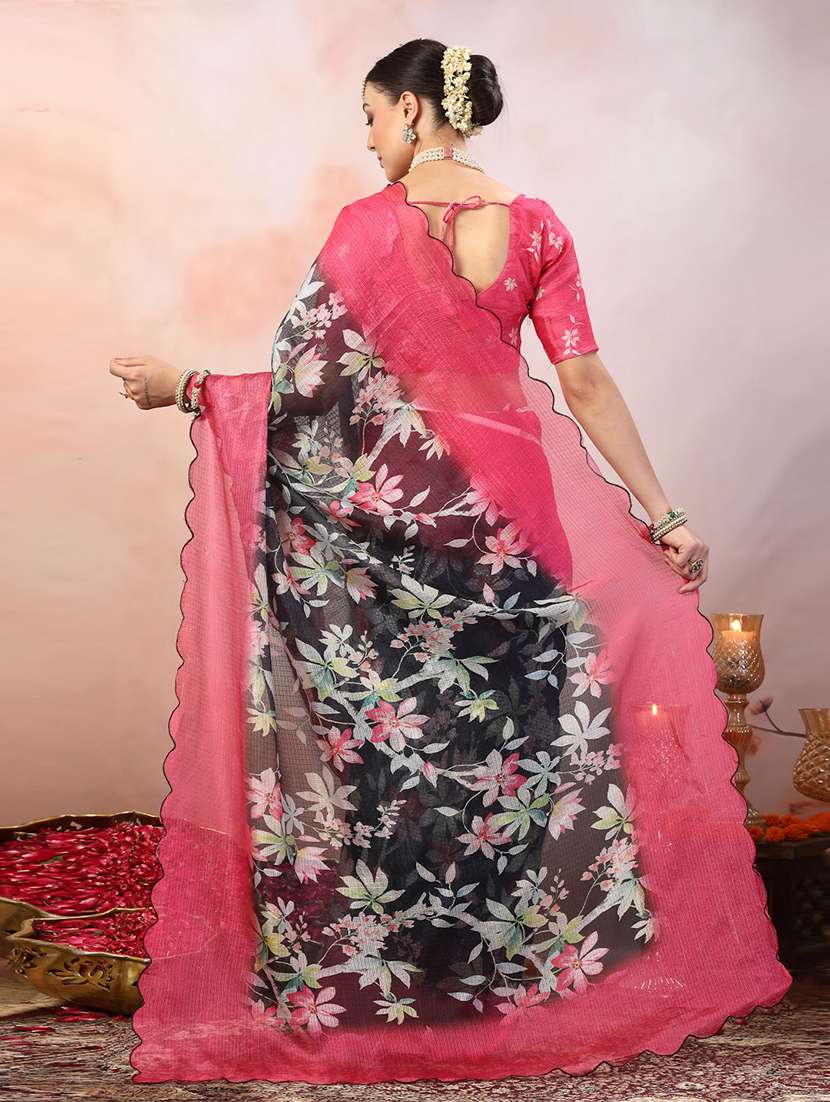 women floral printed saree with blouse - 22513495 -  Standard Image - 3