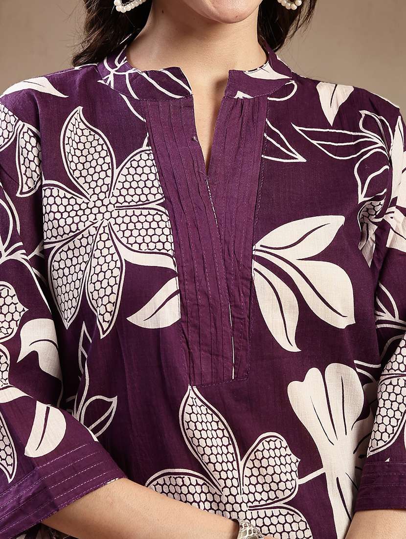 women printed mandarin neck kurta and palazzo set - 22513531 -  Standard Image - 5