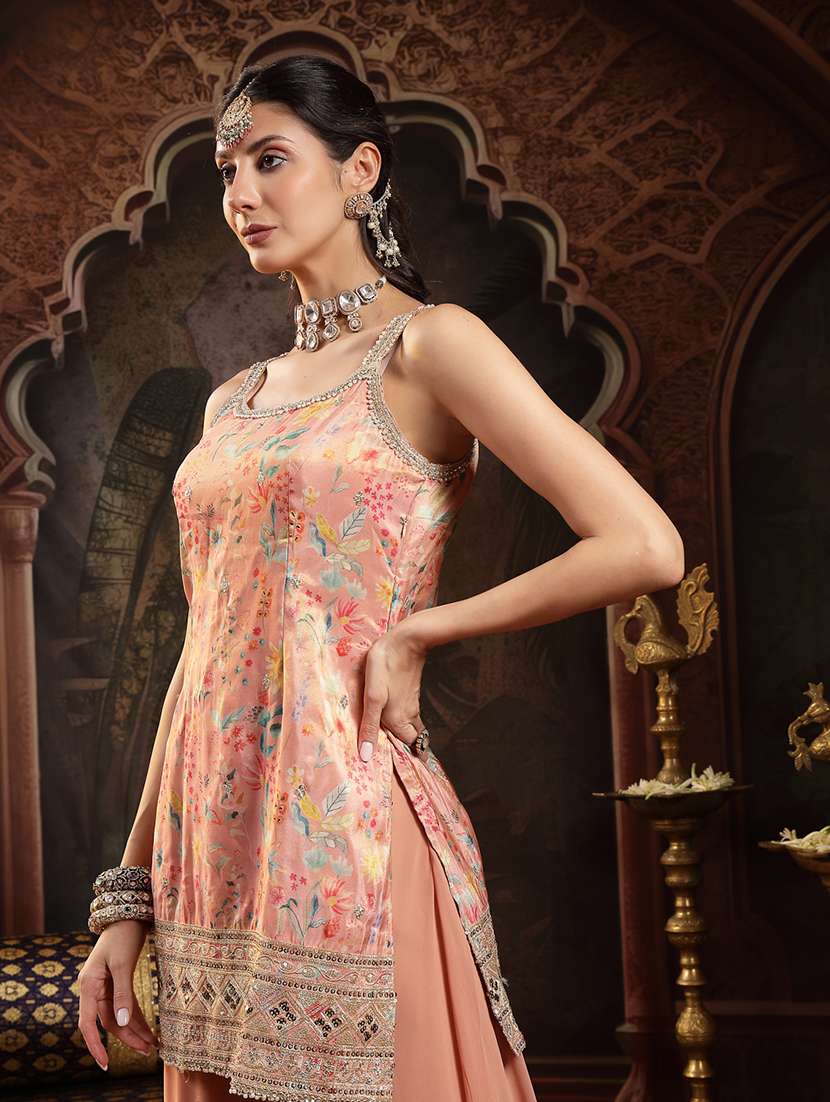 Women Printed Shoulder Strap Kurta And Palazzo Set With Dupatta - 22513553 -  Standard Image - 5