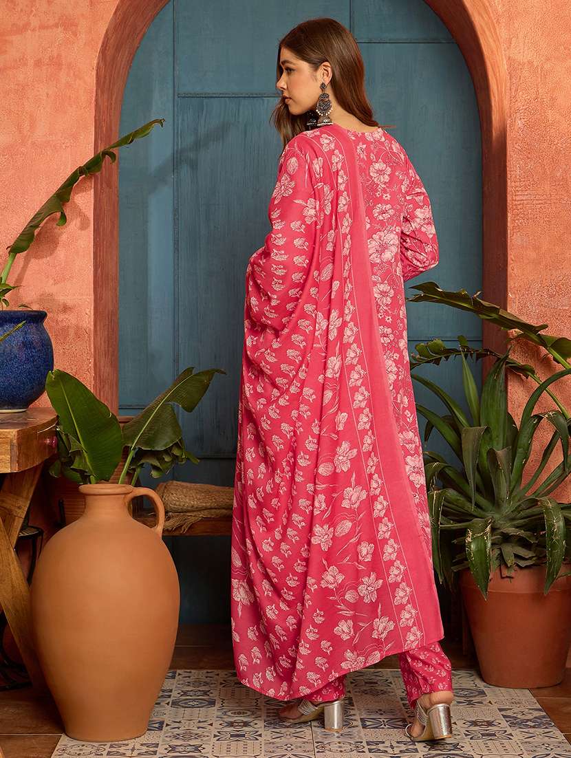 women printed three quarter sleeve kurta pant with dupatta set - 22513558 -  Standard Image - 3