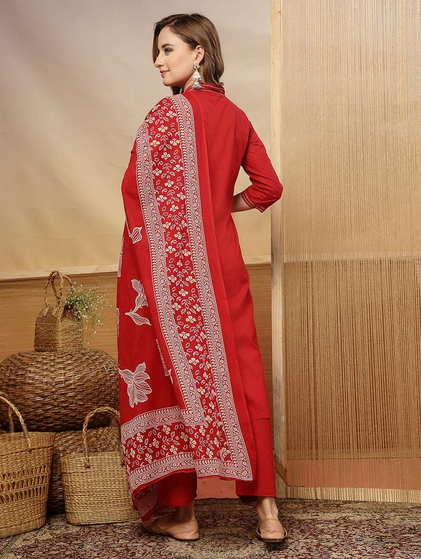 Women Embroidered Three Quarter Sleeve Kurta Pant With Dupatta Set - 22513612 -  Standard Image - 3