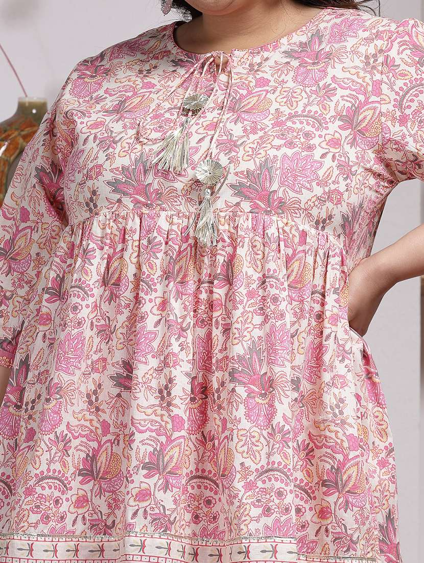 women printed tie up neck kurta and dhoti set - 22513688 -  Standard Image - 5