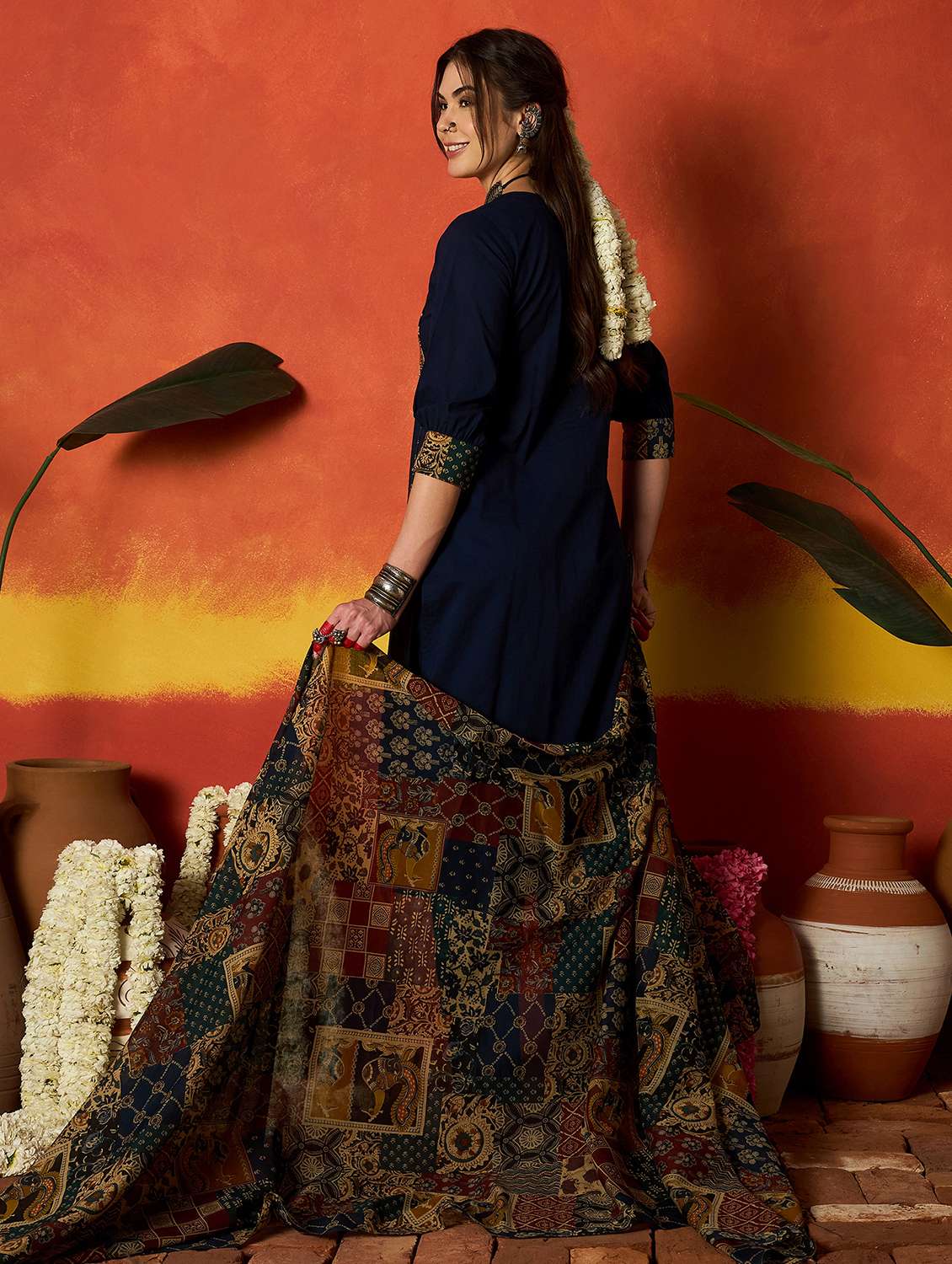 women embroidered v neck kurta and pant set with dupatta - 22513834 -  Standard Image - 3