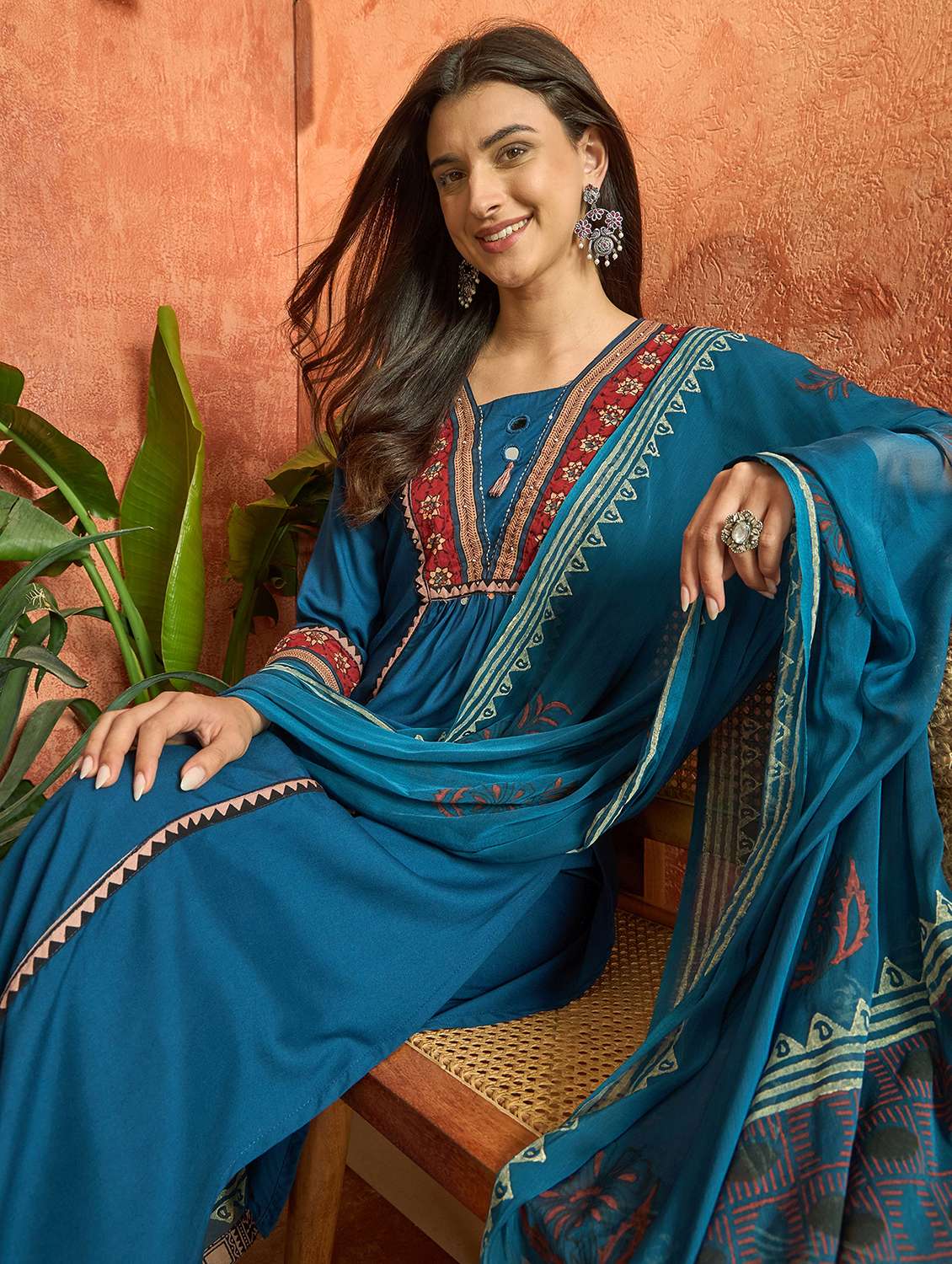 women printed square neck kurta and palazzo set with dupatta - 22513843 -  Standard Image - 5