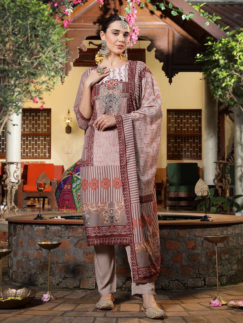 Women Printed Round Neck Kurta And Pant Set With Dupatta - 22513851 -  Standard Image - 3