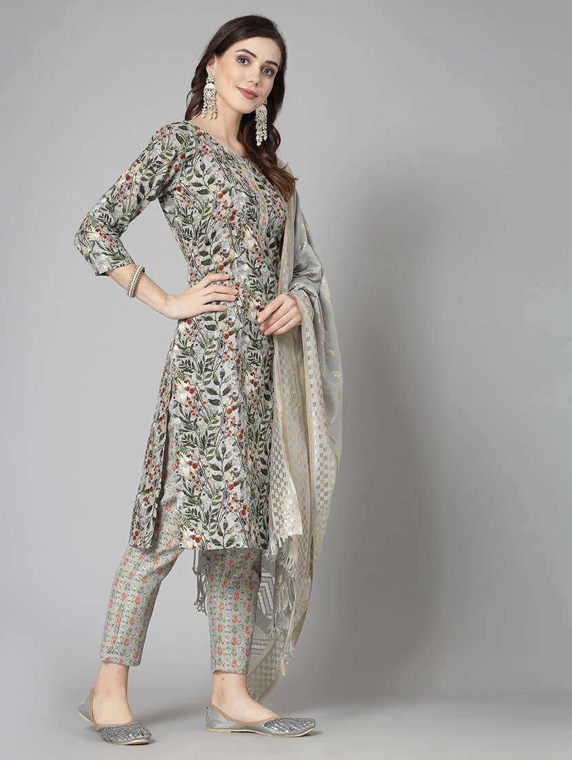 Women Printed Round Neck Kurta And Pant Set With Dupatta - 22513872 -  Standard Image - 3