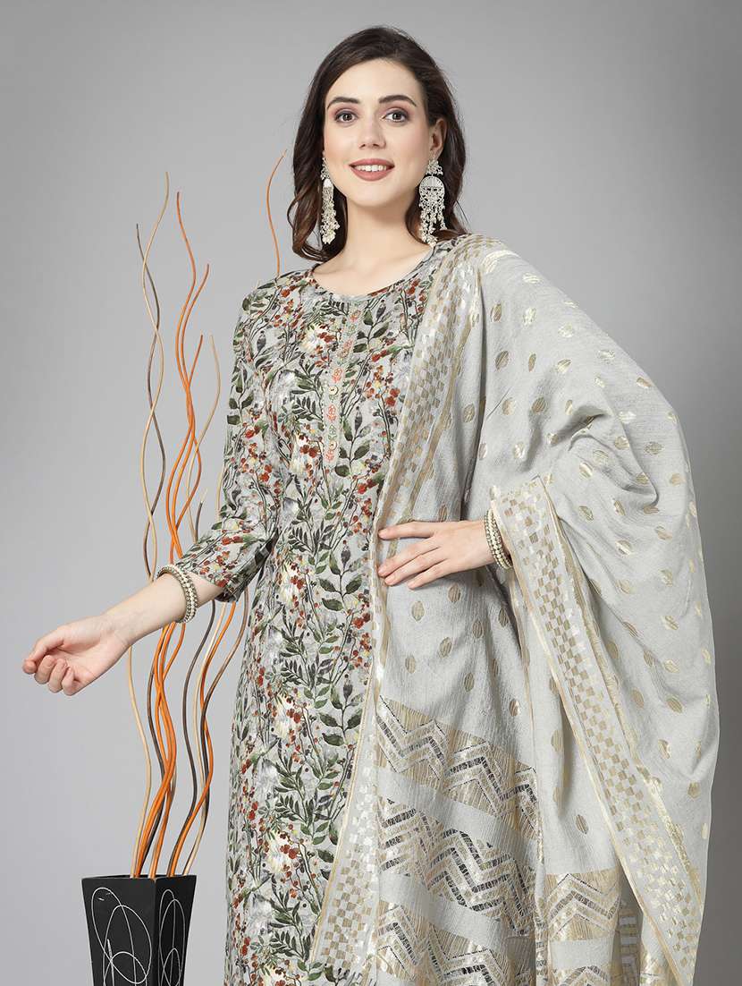 Women Printed Round Neck Kurta And Pant Set With Dupatta - 22513872 -  Standard Image - 5