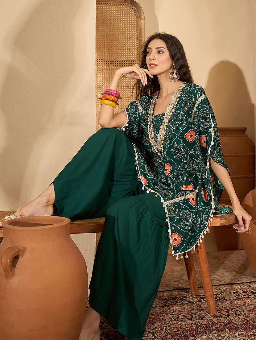 women bandhani printed kimono sleeve kaftan set - 22514156 -  Standard Image - 5