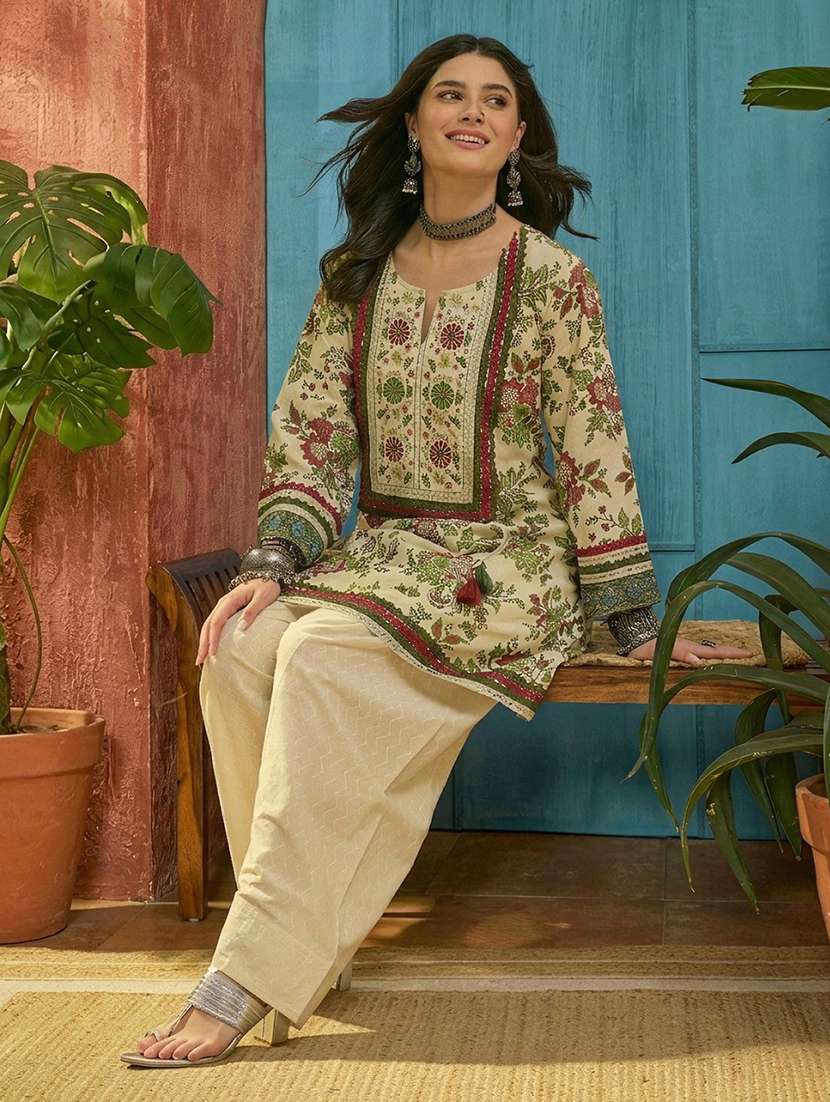 women floral long sleeve kurta salwar set - 22514159 -  Standard Image - 5