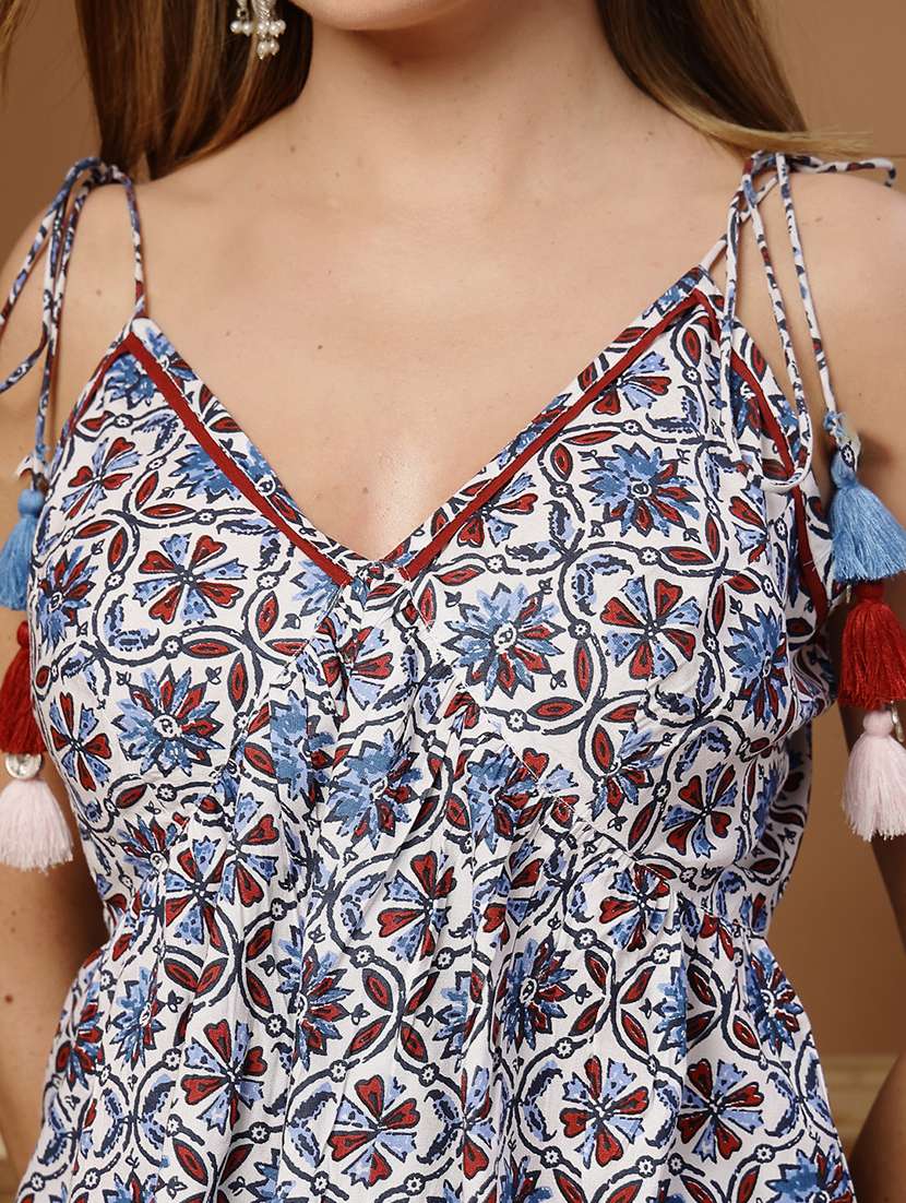 women printed v neck ethnic top - 22514357 -  Standard Image - 5