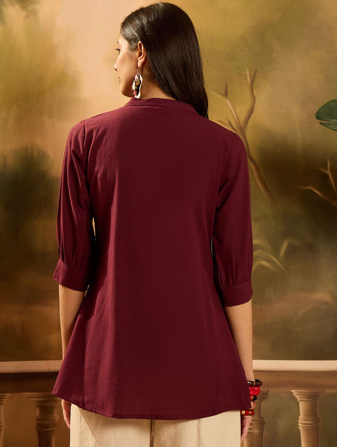 women embroidered three quarter sleeves a-line kurti - 22514371 -  Standard Image - 3