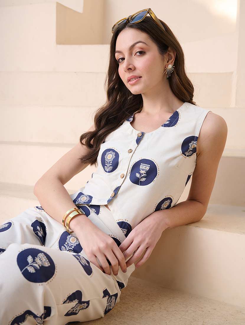 women printed sleeveless top and trouser co-ord set - 22514474 -  Standard Image - 5