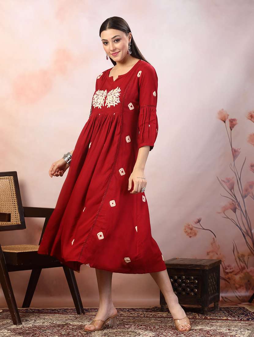women printed a-line midi dress - 22514557 -  Standard Image - 3