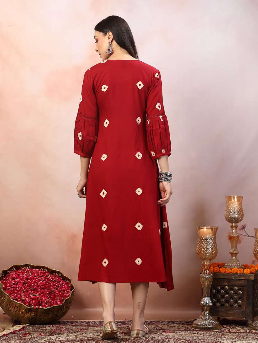 women printed a-line midi dress - 22514557 -  Standard Image - 5