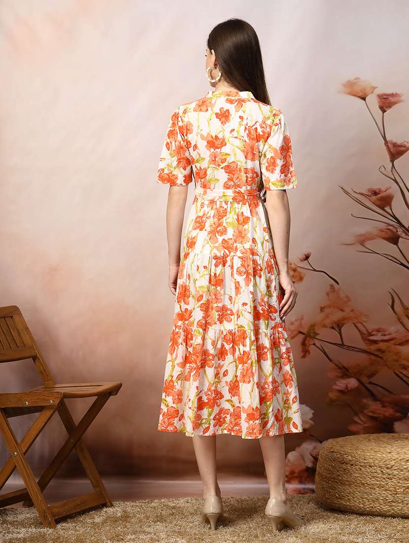 women printed collared tiered dress - 22514605 -  Standard Image - 5