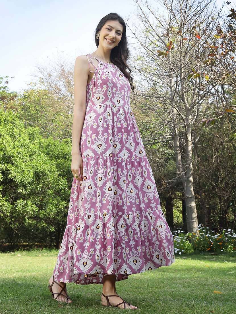 women printed halter neck tiered maxi dress - 22514647 -  Standard Image - 3