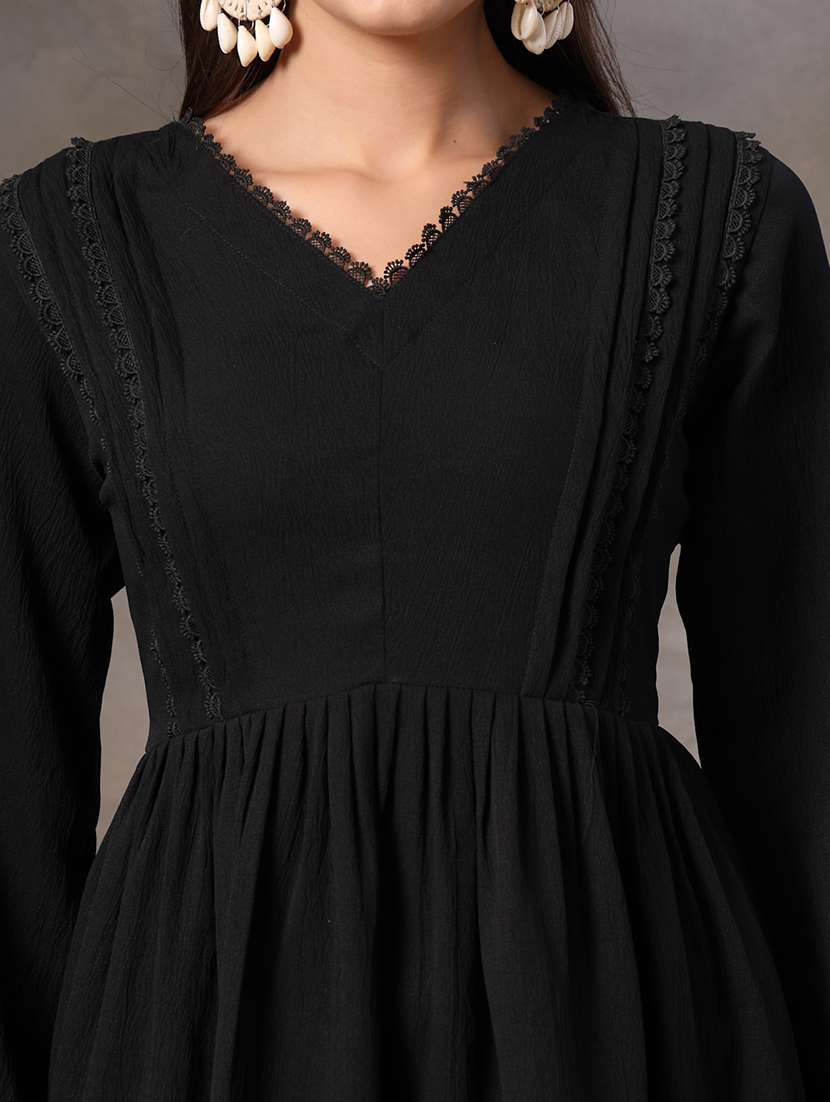 women solid v neck tiered dress - 22514680 -  Standard Image - 5