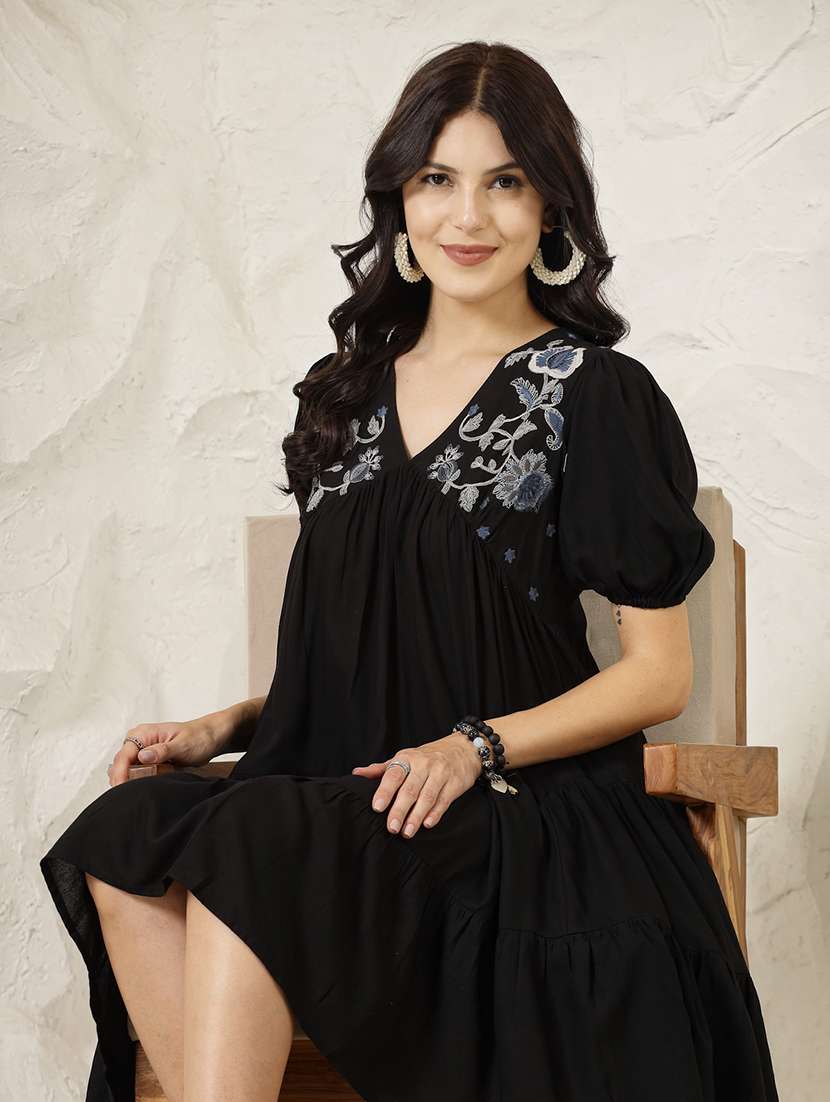 women embroidered v neck tiered dress - 22514687 -  Standard Image - 5
