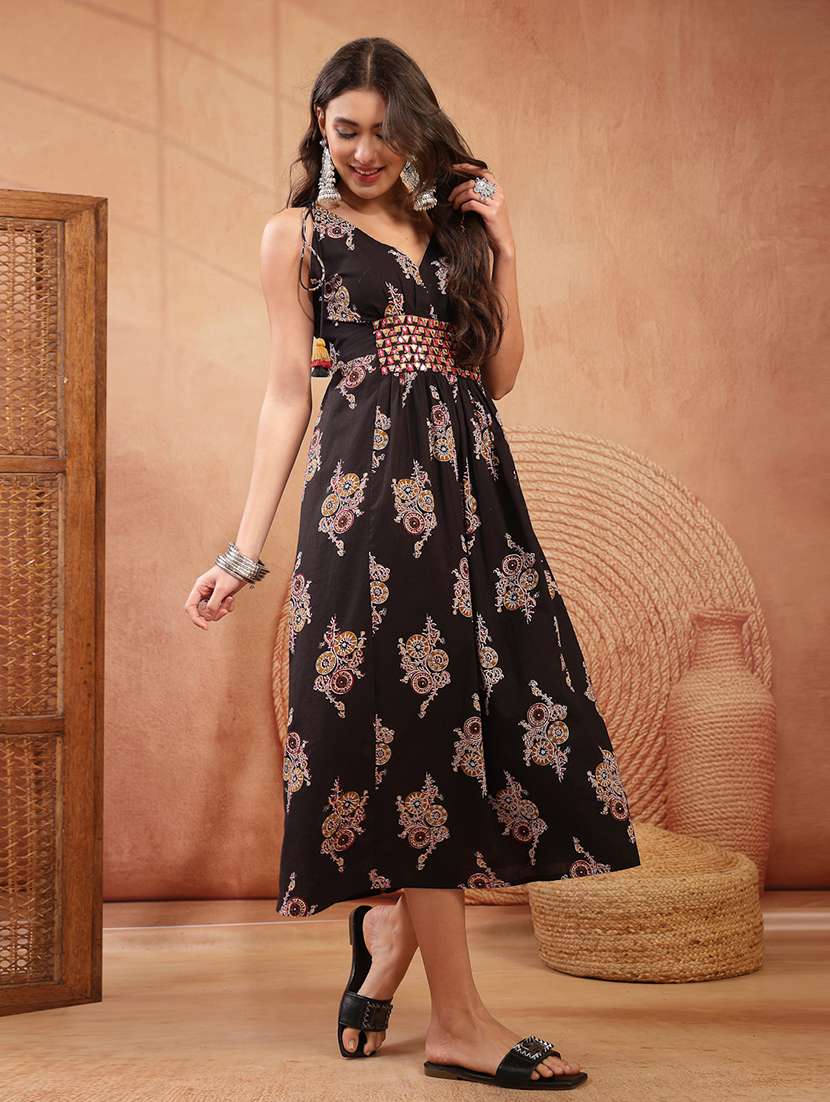 women printed sleeveless a-line dress - 22514690 -  Standard Image - 3