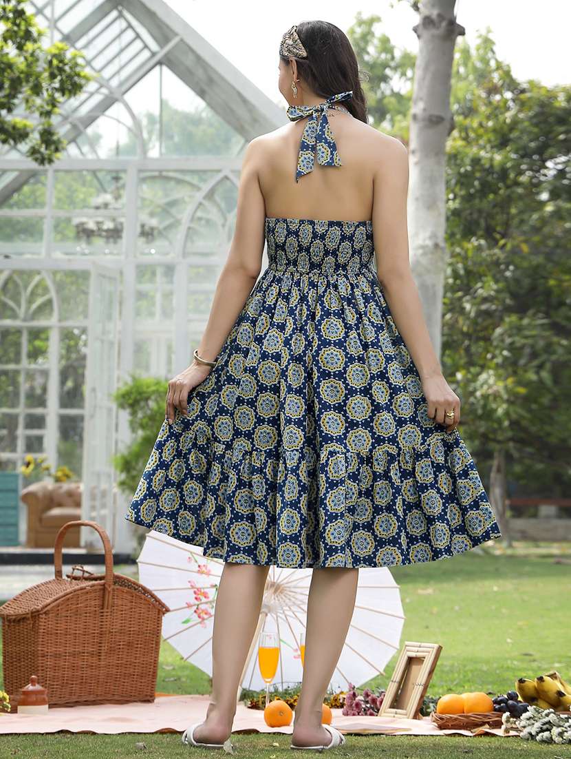women printed halter neck tiered midi dress - 22514702 -  Standard Image - 5