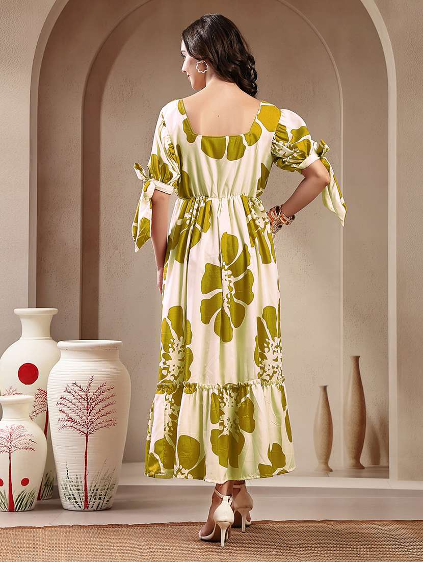 women printed short sleeves tiered dress - 22514720 -  Standard Image - 3