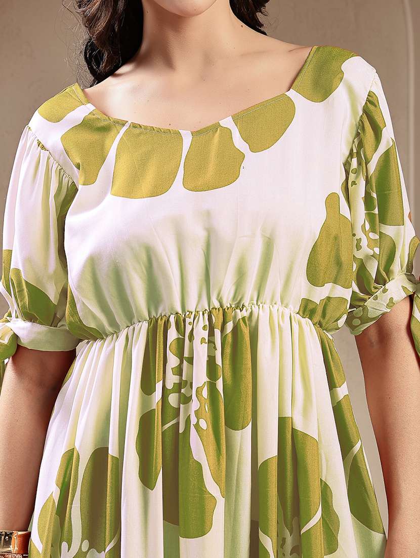 women printed short sleeves tiered dress - 22514720 -  Standard Image - 5