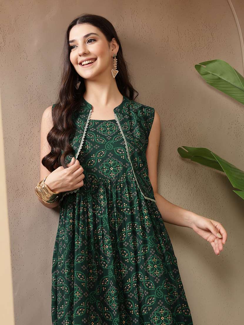 women printed sleeveless tiered dress with jacket - 22514770 -  Standard Image - 5