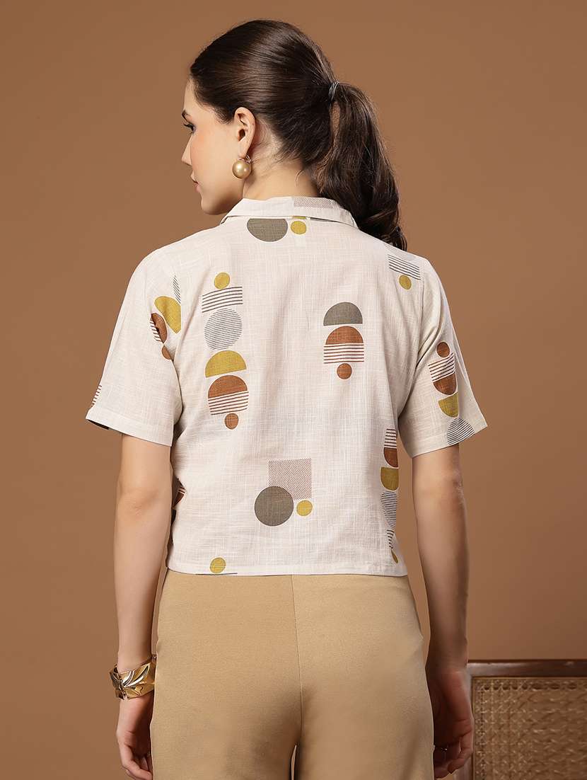women printed collared crop shirt - 22514783 -  Standard Image - 5